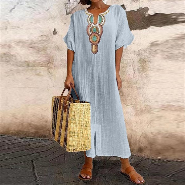 Lightweight Cotton and Linen Blend Dress for Women