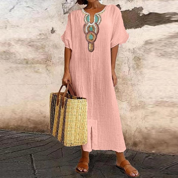 Lightweight Cotton and Linen Blend Dress for Women