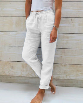 Lightweight Wide-Leg Trousers with Elasticated Waist