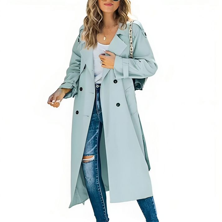 Double-Breasted Trench Coat with Storm-Flap Collar