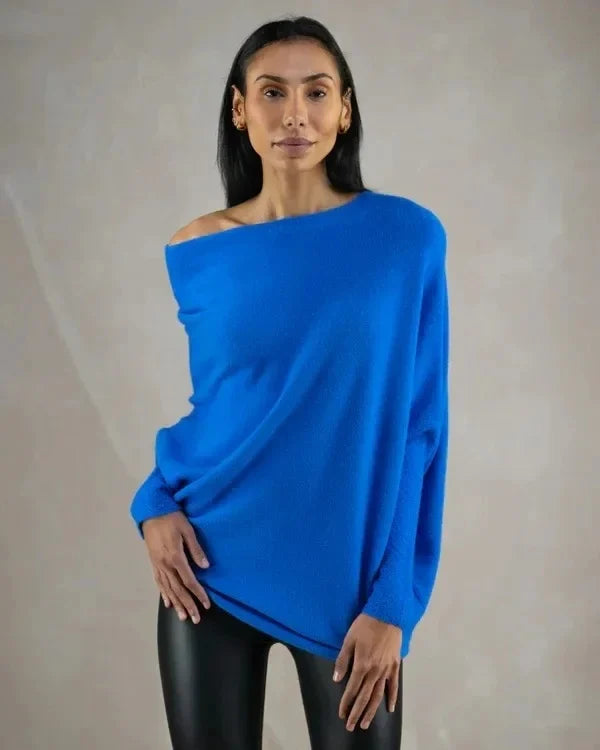 Asymmetrical Draped Jumper with Long Hem for Women
