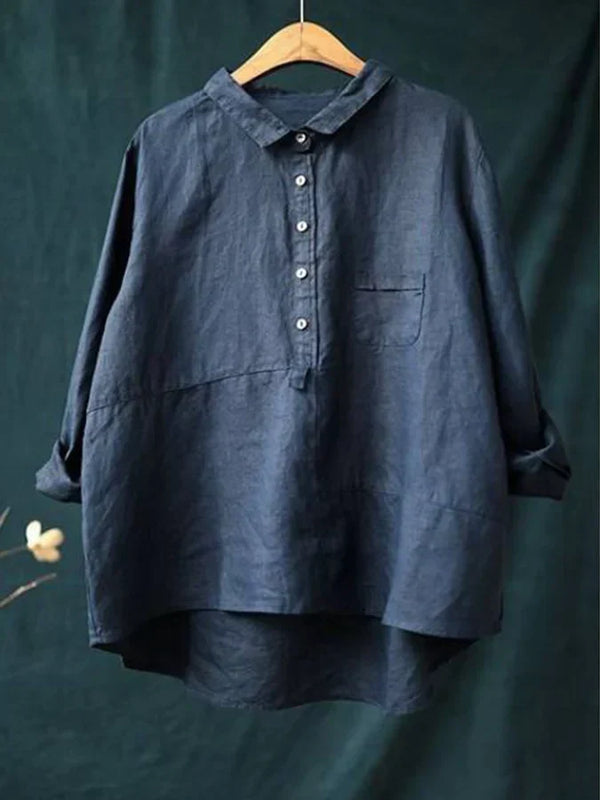 Relaxed Loose-Fit Cotton Blouse for Women, Casual Wear