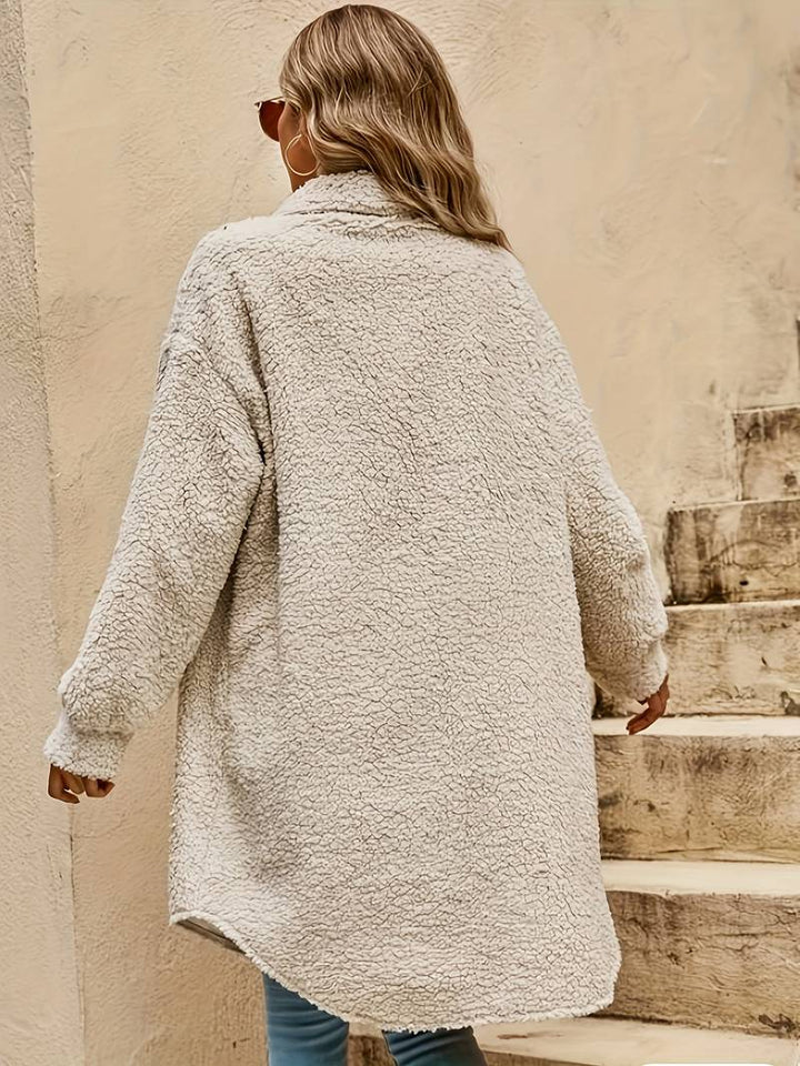 Solid-Colour Teddy Coat - Relaxed Winter Layer for Women