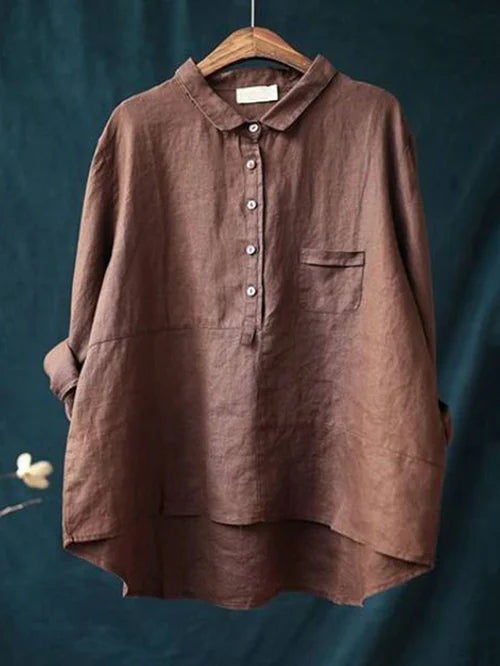 Relaxed Loose-Fit Cotton Blouse for Women, Casual Wear