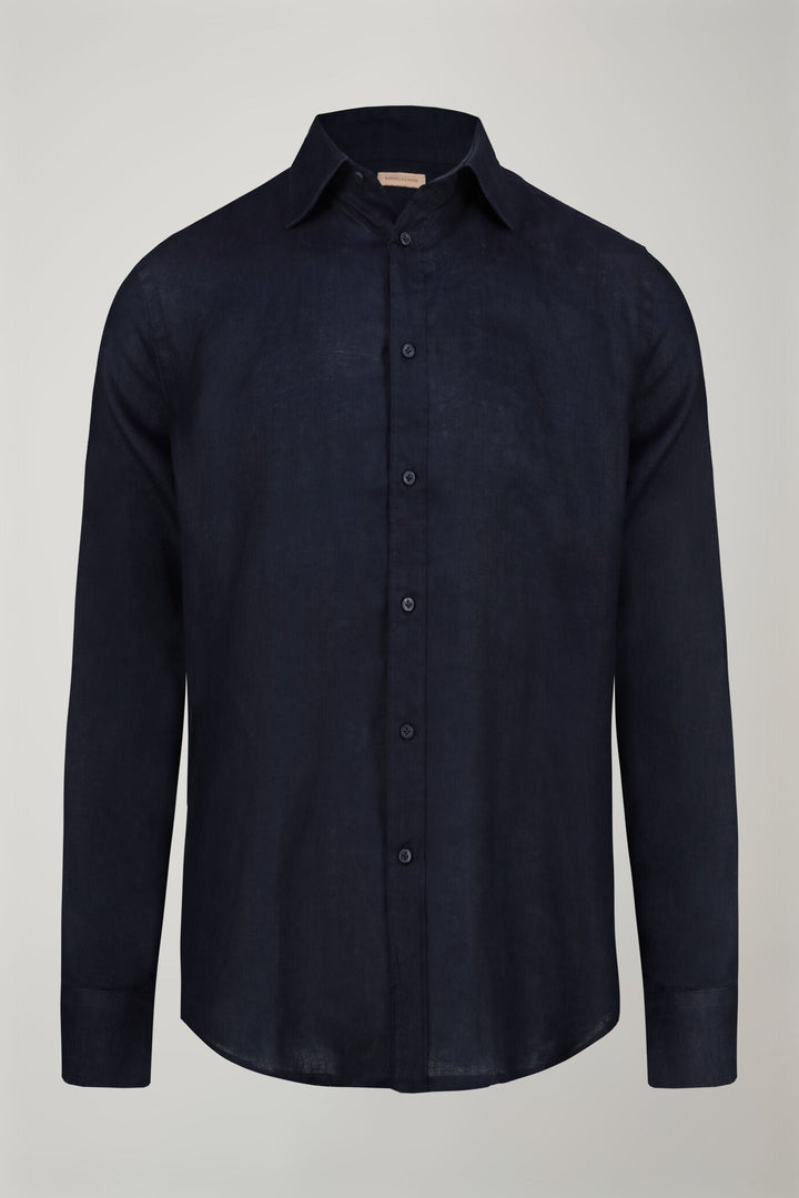 Classic Collar Pure Linen Comfort Shirt for Men — DK BLUE