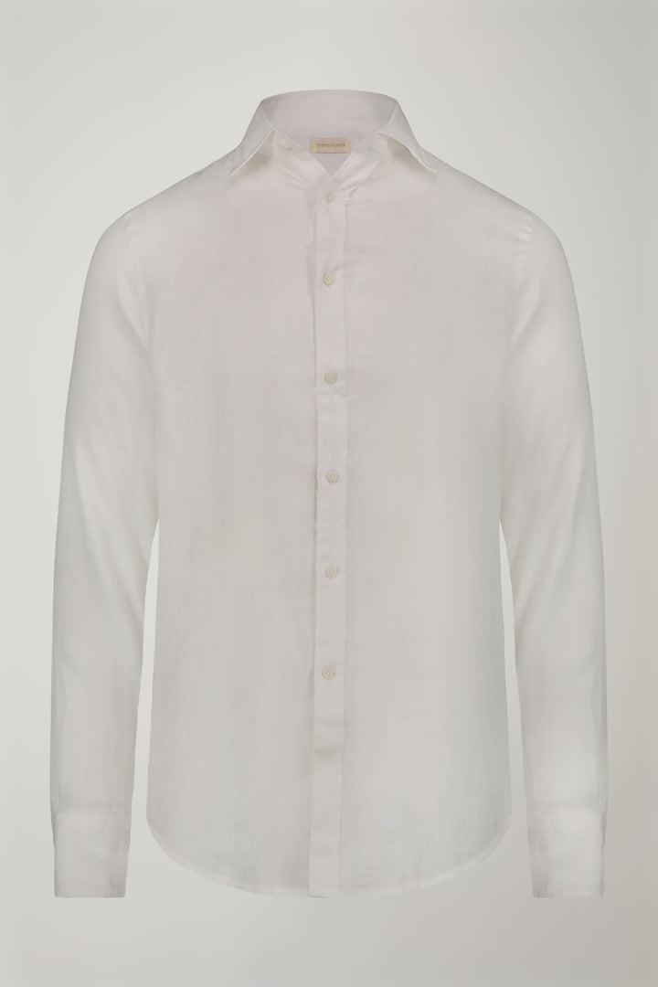 Classic Collar Pure Linen Comfort Shirt for Men — WHITE