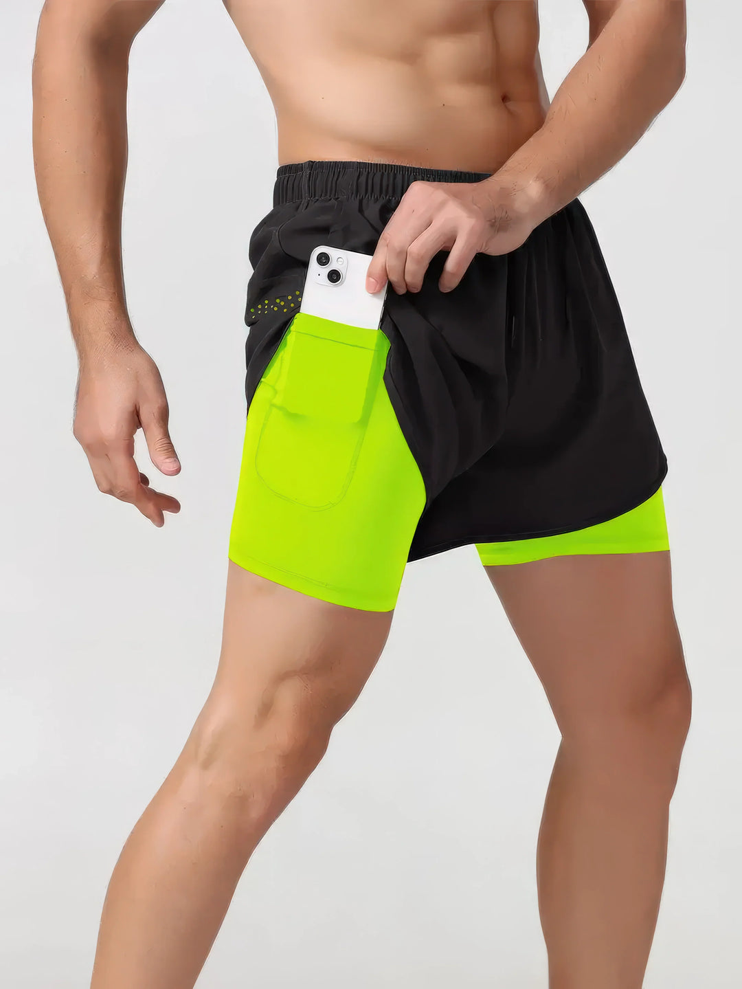 Quick-Dry Running & Training Shorts for Men - Fluorescent green