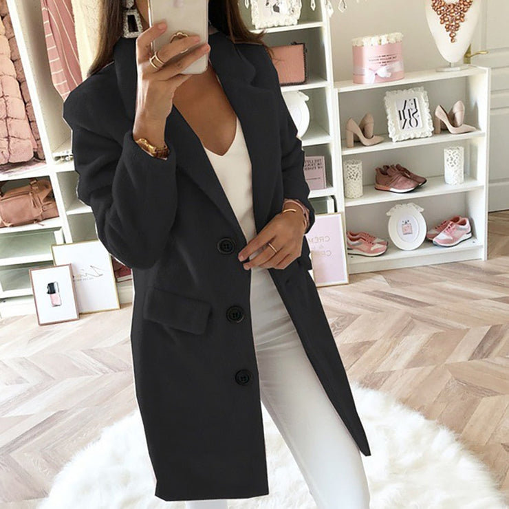 Double-Breasted Wool Coat with Notched Collar
