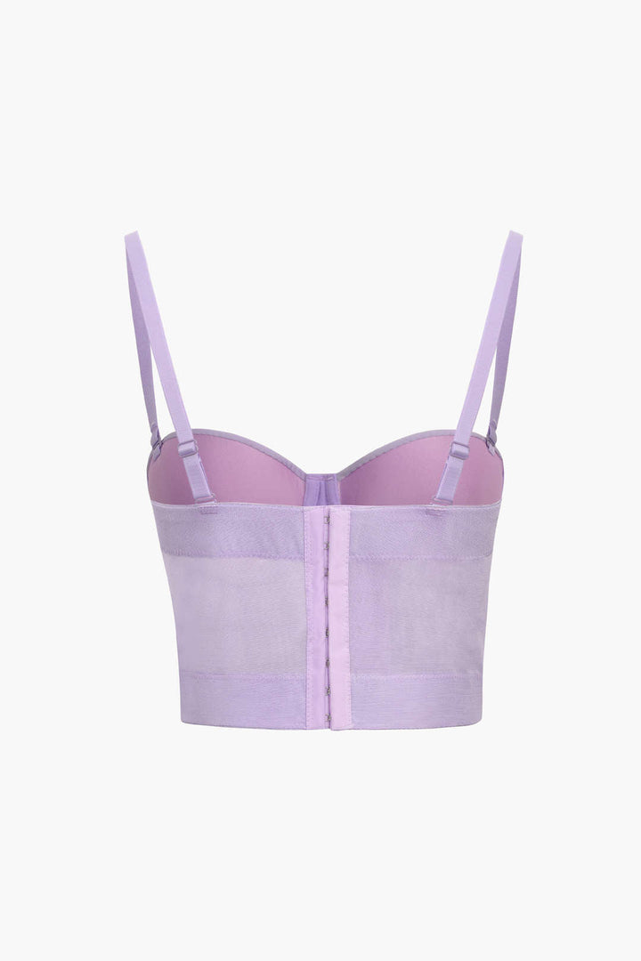 Sheer Mesh Underwire Bustier Top with Adjustable Straps
