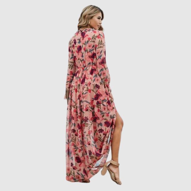 Floral Chiffon Maxi Dress in a Sweeping Print
