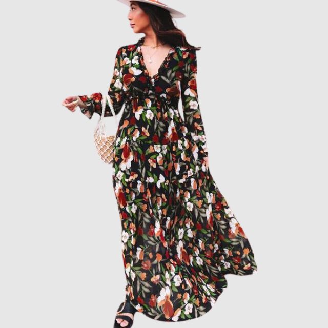 Floral Chiffon Maxi Dress in a Sweeping Print