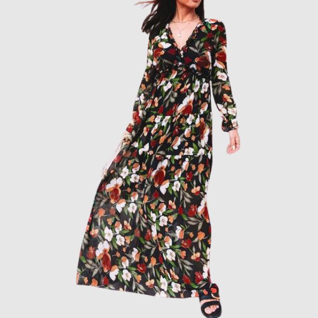 Floral Chiffon Maxi Dress in a Sweeping Print
