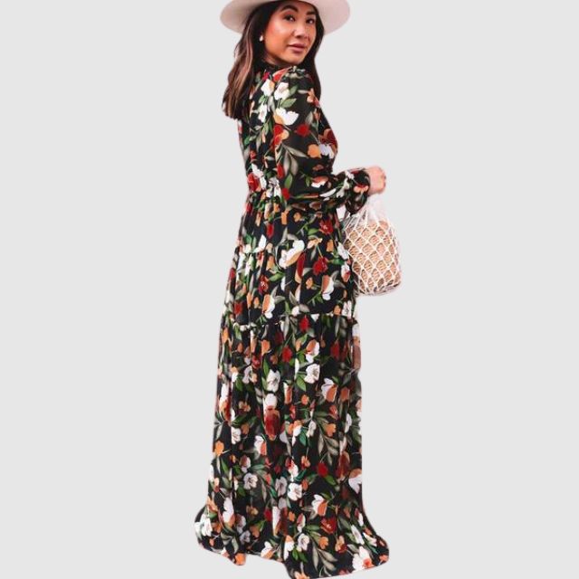 Floral Chiffon Maxi Dress in a Sweeping Print