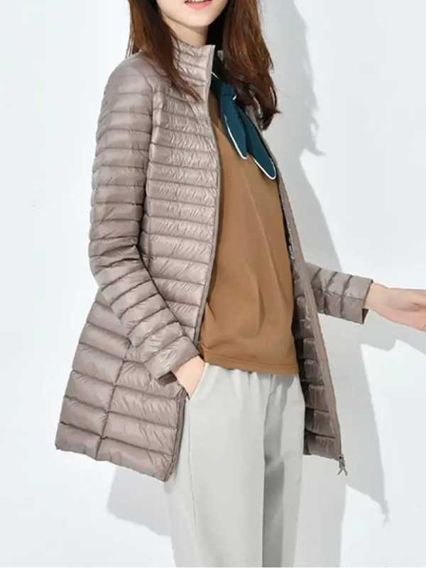 Lightweight Down Jacket with a Fitted Long Line