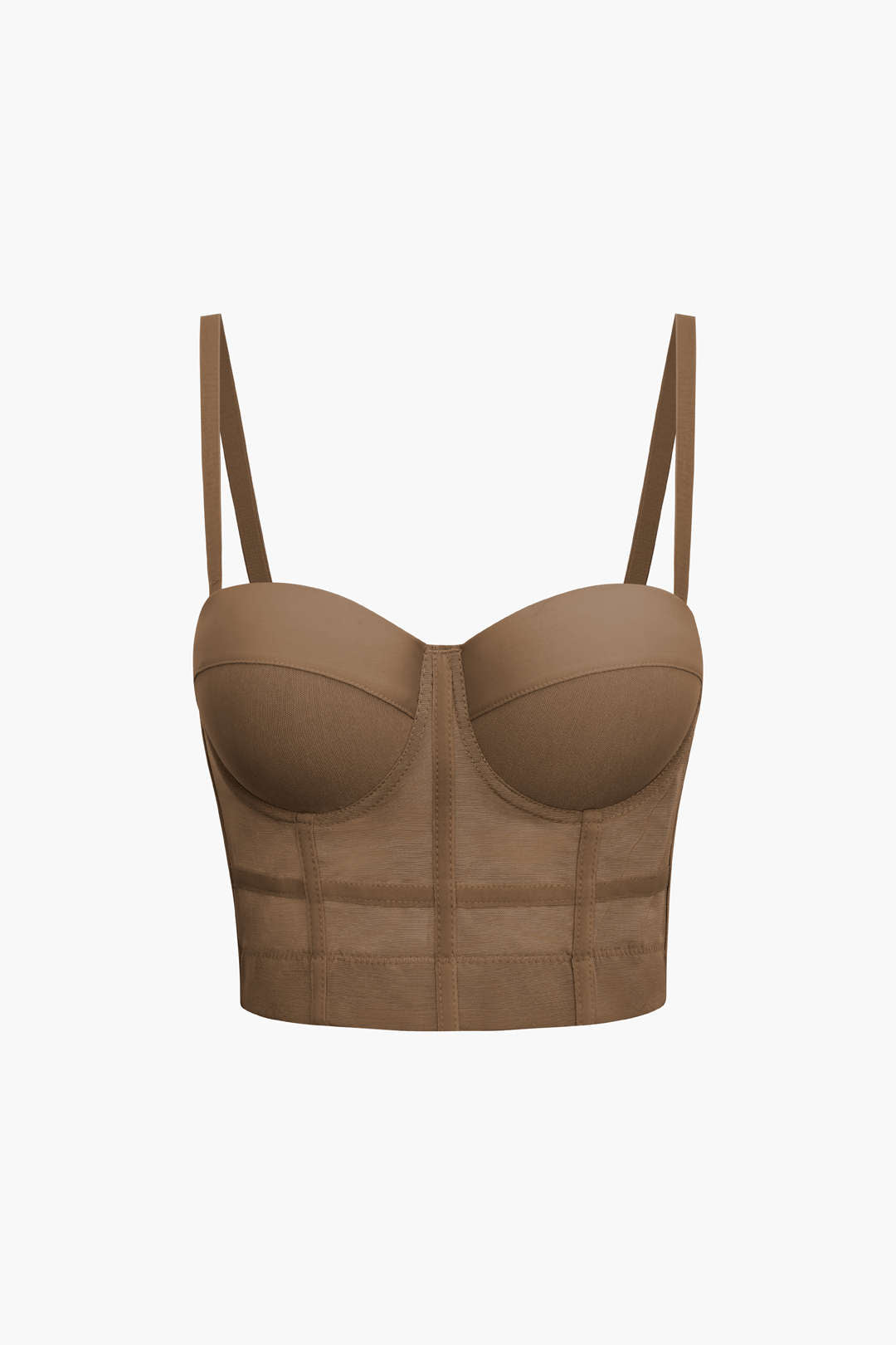 Sheer Mesh Underwire Bustier Top with Adjustable Straps