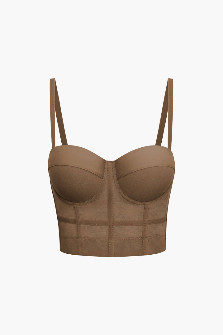 Sheer Mesh Underwire Bustier Top with Adjustable Straps