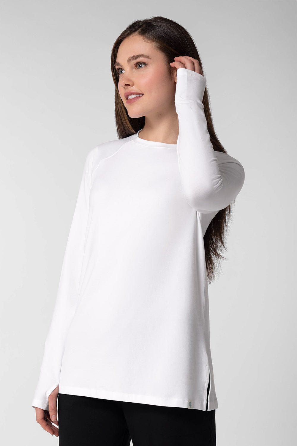 Women's Dania Long Sleeve T-Shirt with Thumbholes | White — gallery