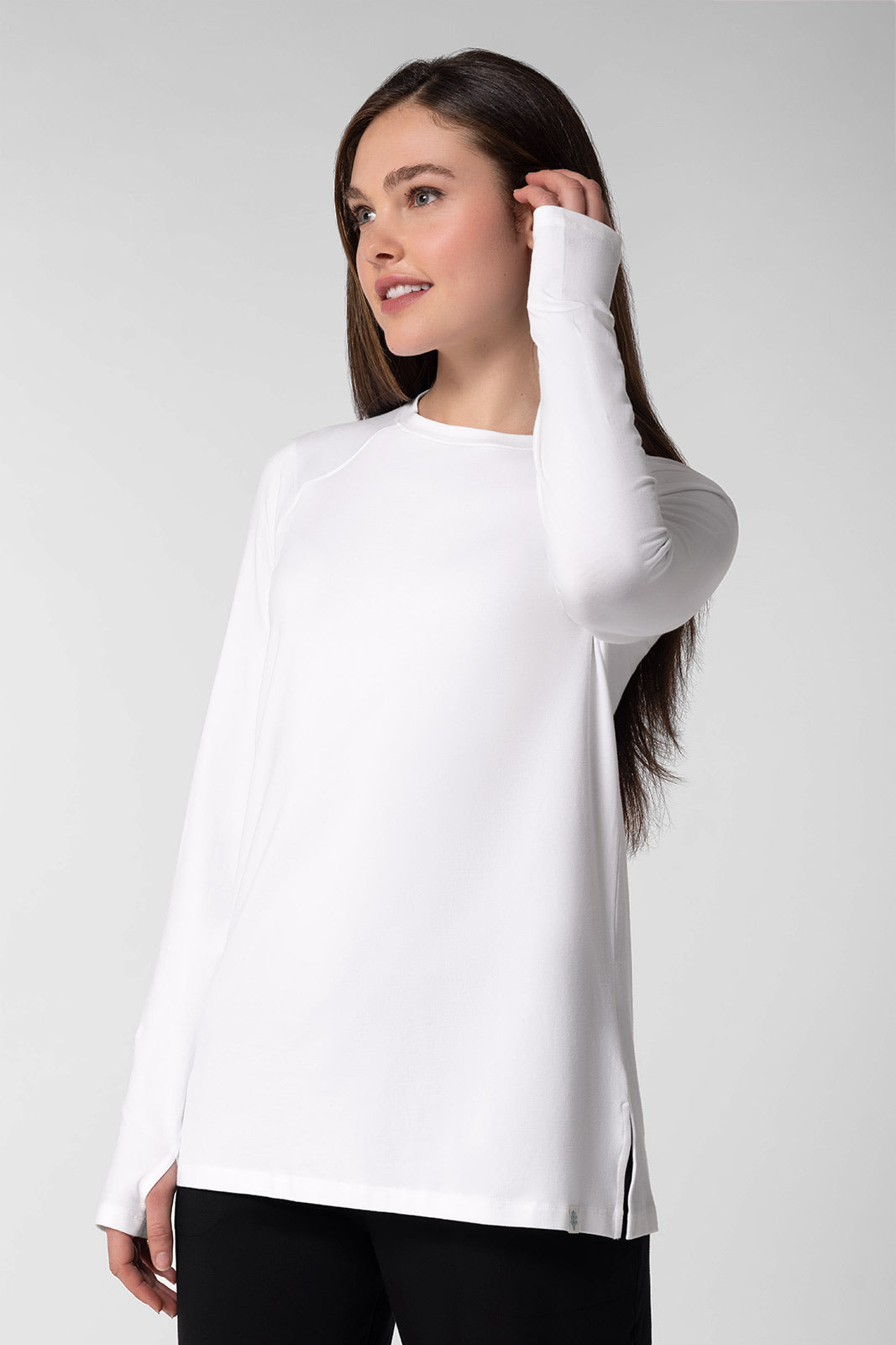 Women's Dania Long Sleeve T-Shirt with Thumbholes | White — gallery