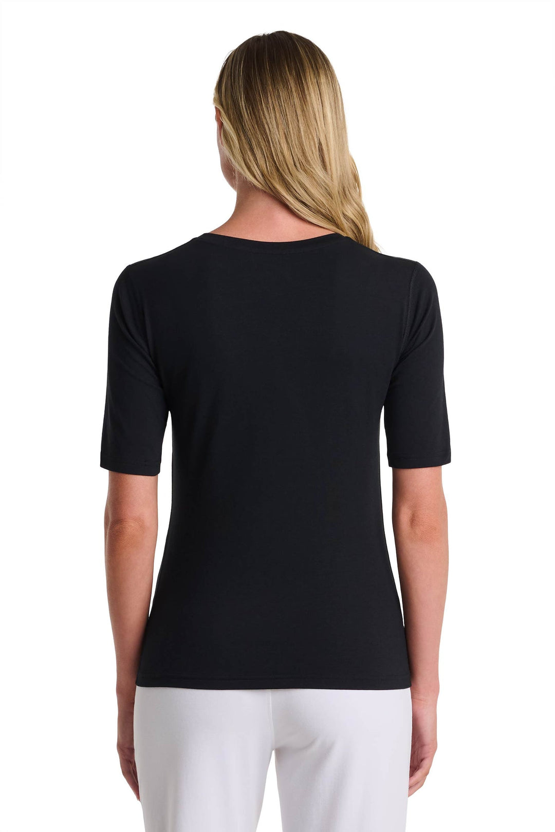 Women's Morada Fitted V-Neck Short Sleeve T-Shirt | Black — gallery