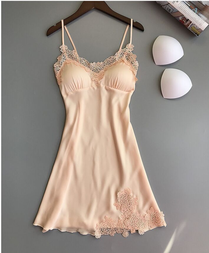 Graceful Lace Nightgown with Scalloped Hem and Soft Trim