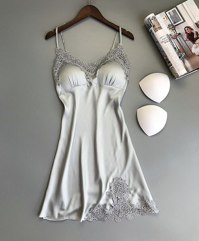 Graceful Lace Nightgown with Scalloped Hem and Soft Trim