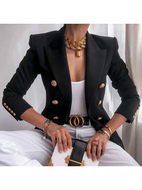 Button-Accent Blazer for Work and Special Occasions