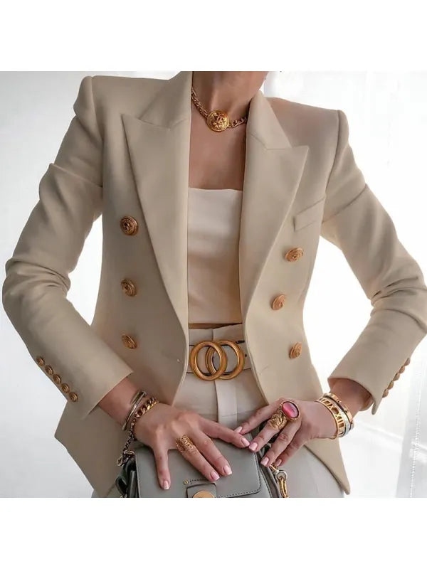 Button-Accent Blazer for Work and Special Occasions