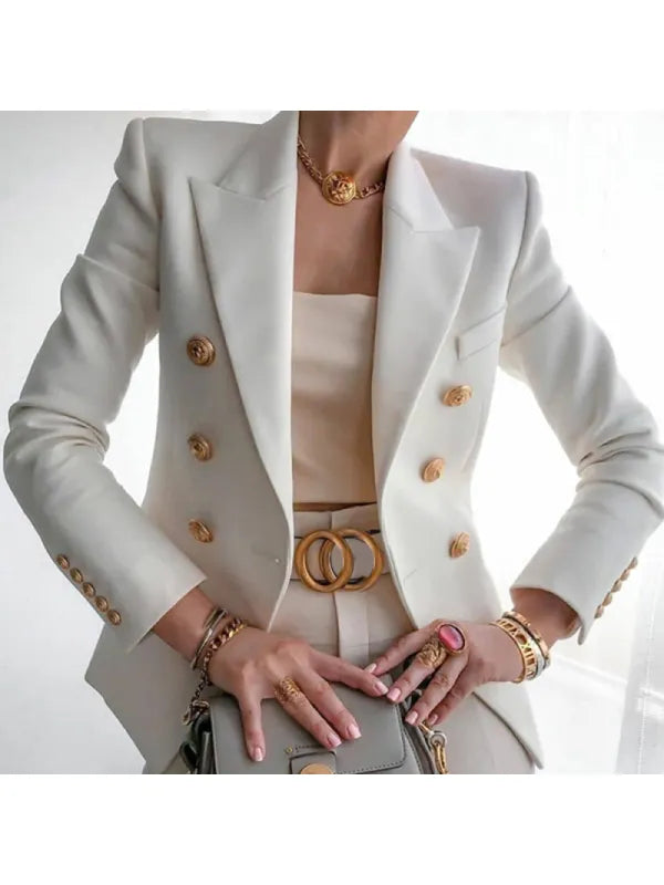 Button-Accent Blazer for Work and Special Occasions