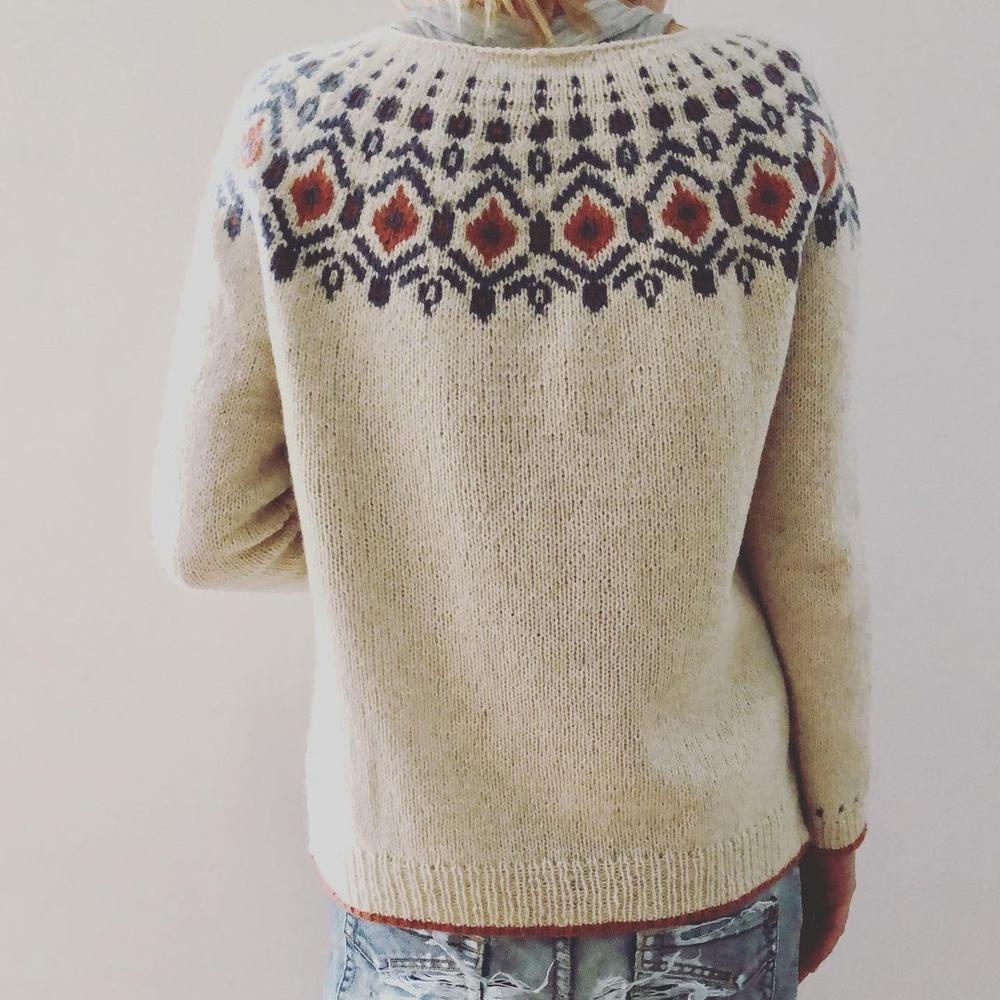 Artisan Knit Jumper with an Autumnal Collar Pattern