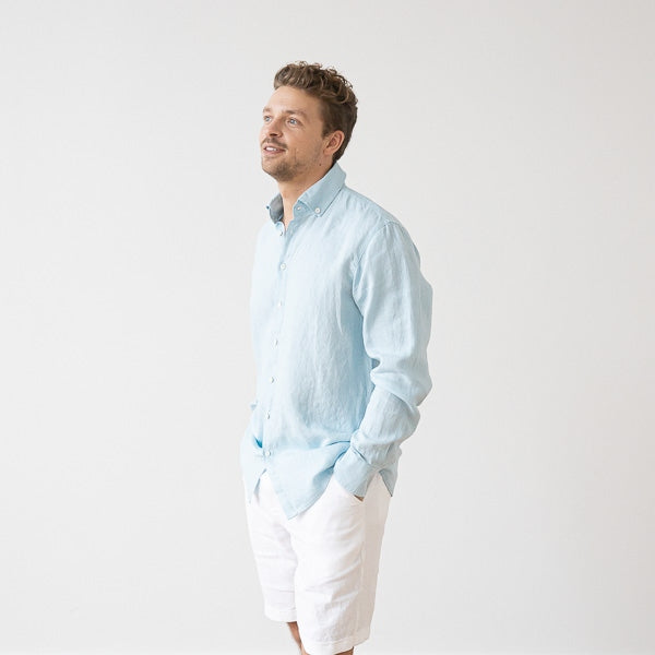 Paul Cloud Blue Linen Shirt for Men — gallery
