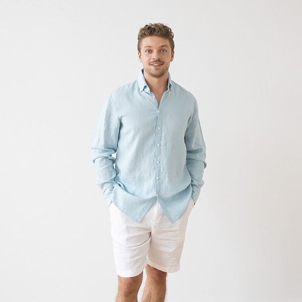 Paul Cloud Blue Linen Shirt for Men — gallery