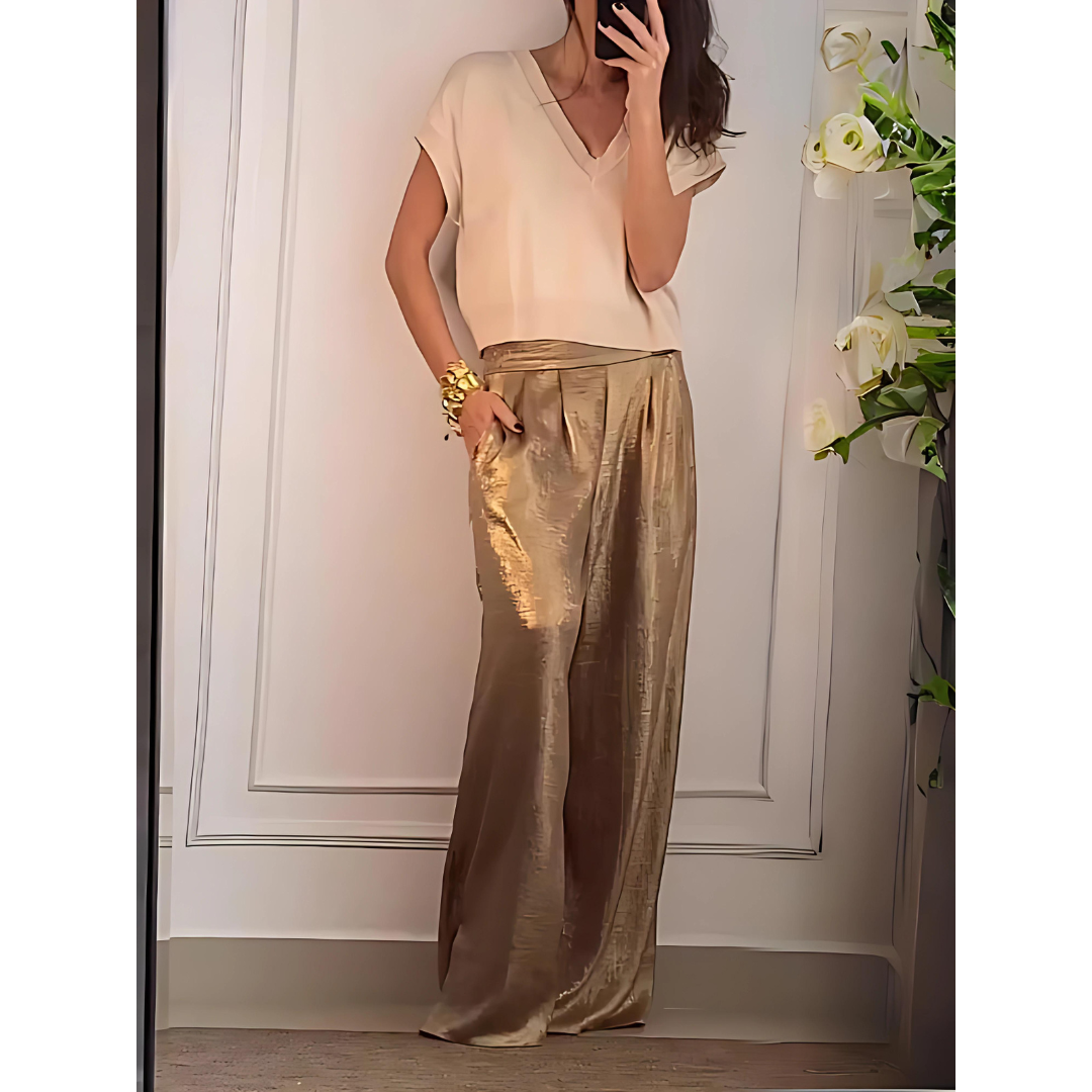 Wide-Leg High-Waisted Trousers in Multiple Colours