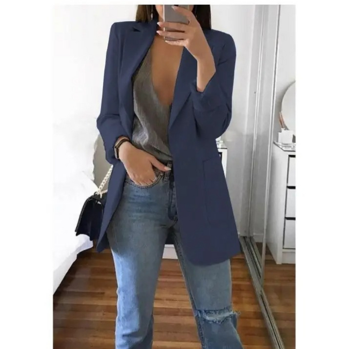Printed Double-Breasted Blazer for Smart Office Dressing