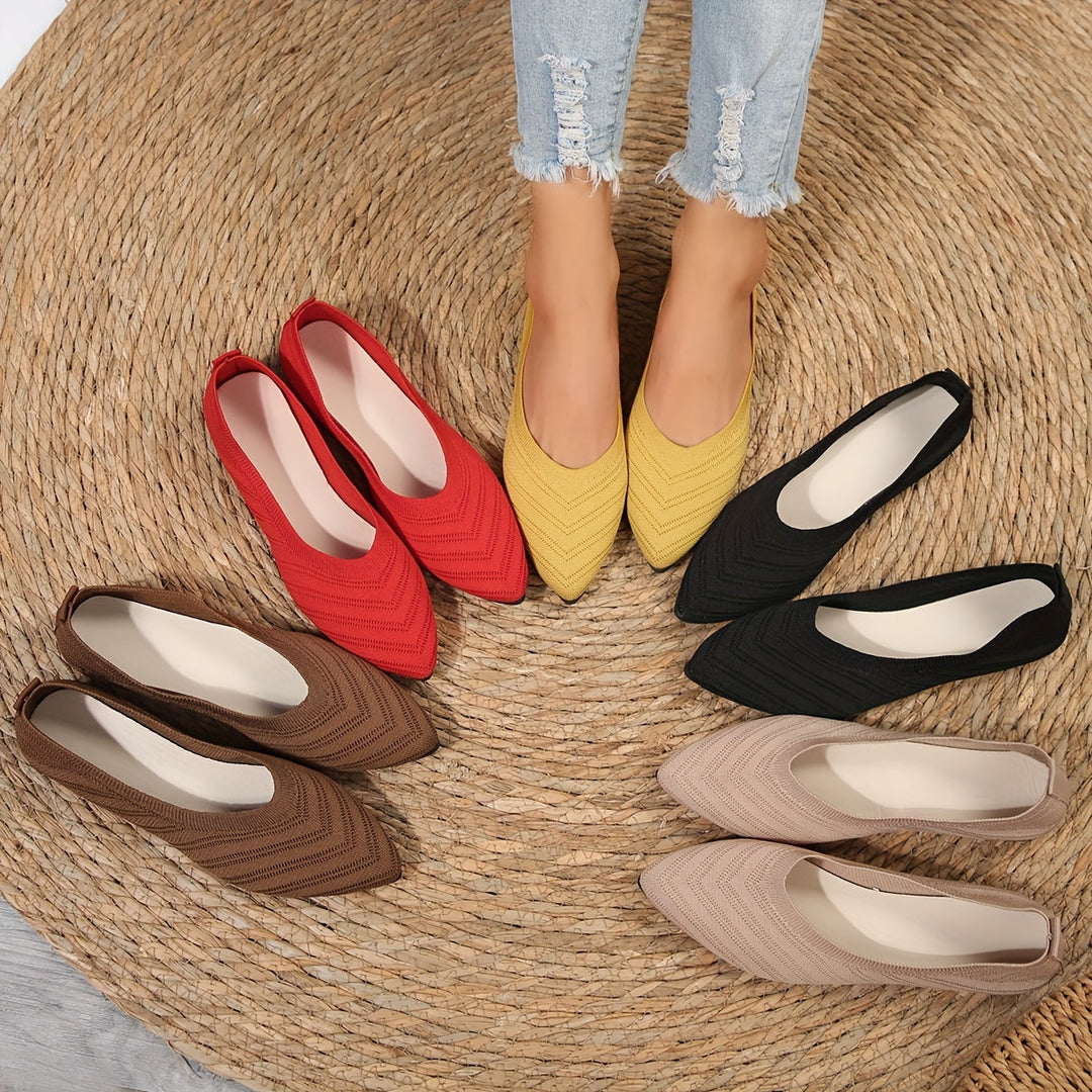Square Toe Slip-On Flats - Available in Multiple Colours