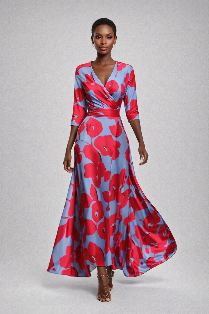 Elara Bohemian V-Neck Long Dress for Women