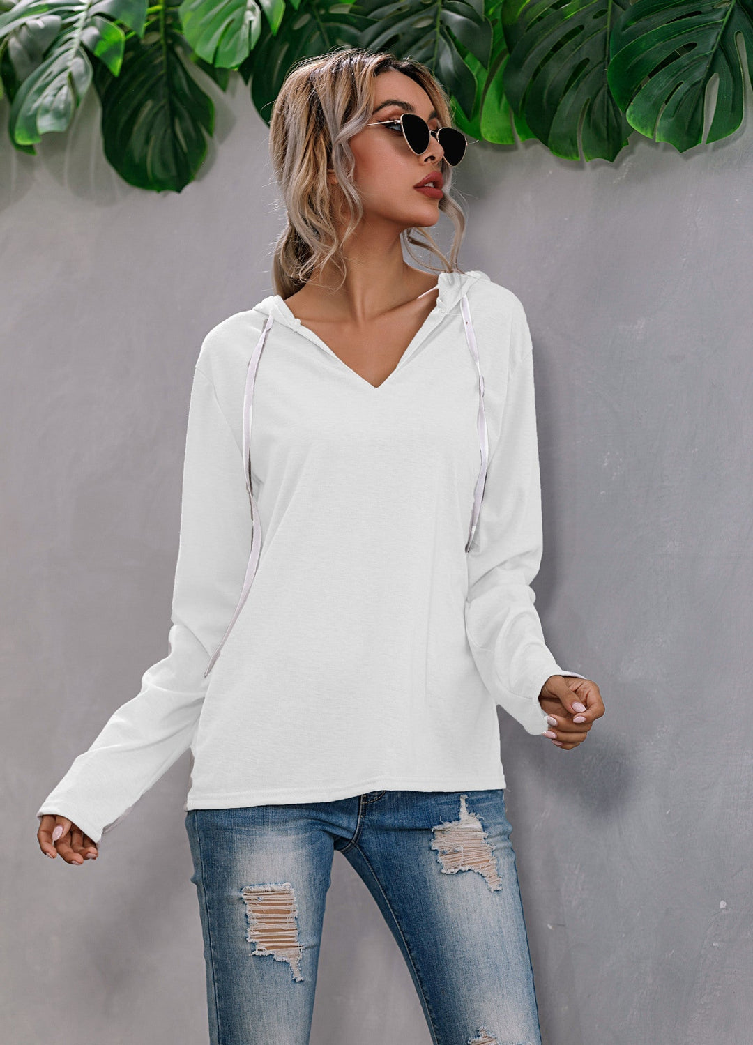 Relaxed Fit Hoodie with Drop Shoulder and Drawstring Hood