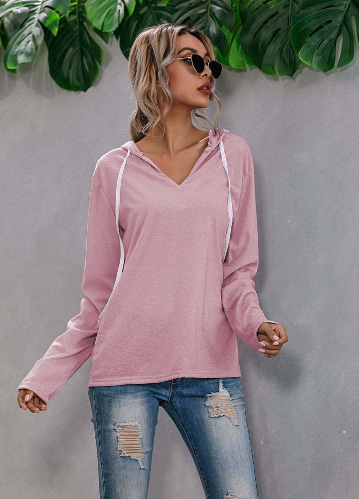 Relaxed Fit Hoodie with Drop Shoulder and Drawstring Hood