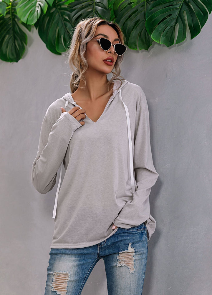 Relaxed Fit Hoodie with Drop Shoulder and Drawstring Hood