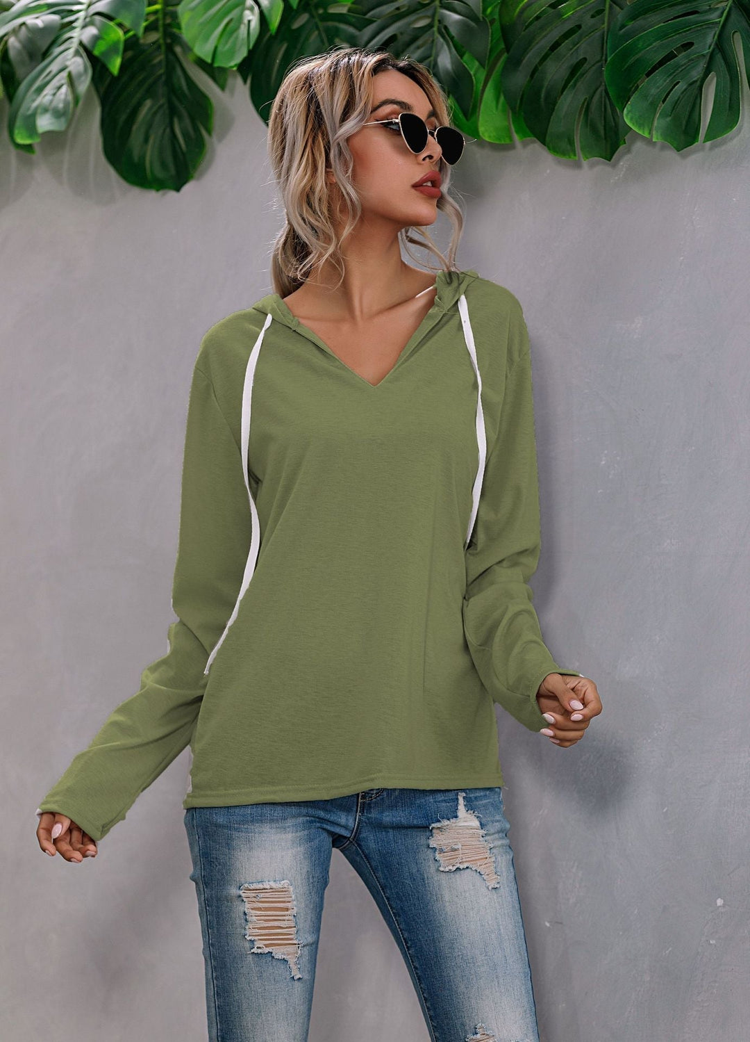 Relaxed Fit Hoodie with Drop Shoulder and Drawstring Hood