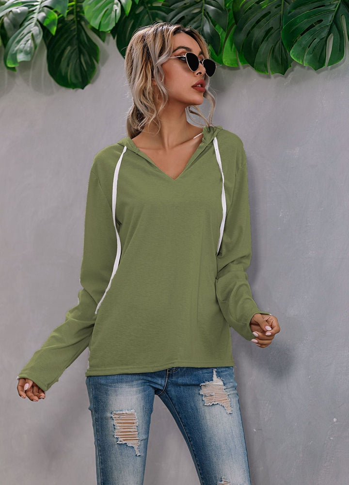 Relaxed Fit Hoodie with Drop Shoulder and Drawstring Hood