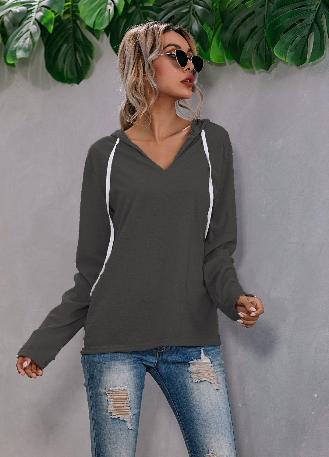 Relaxed Fit Hoodie with Drop Shoulder and Drawstring Hood