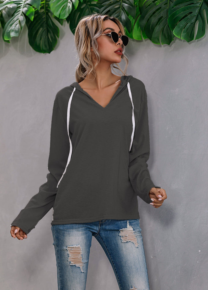 Relaxed Fit Hoodie with Drop Shoulder and Drawstring Hood
