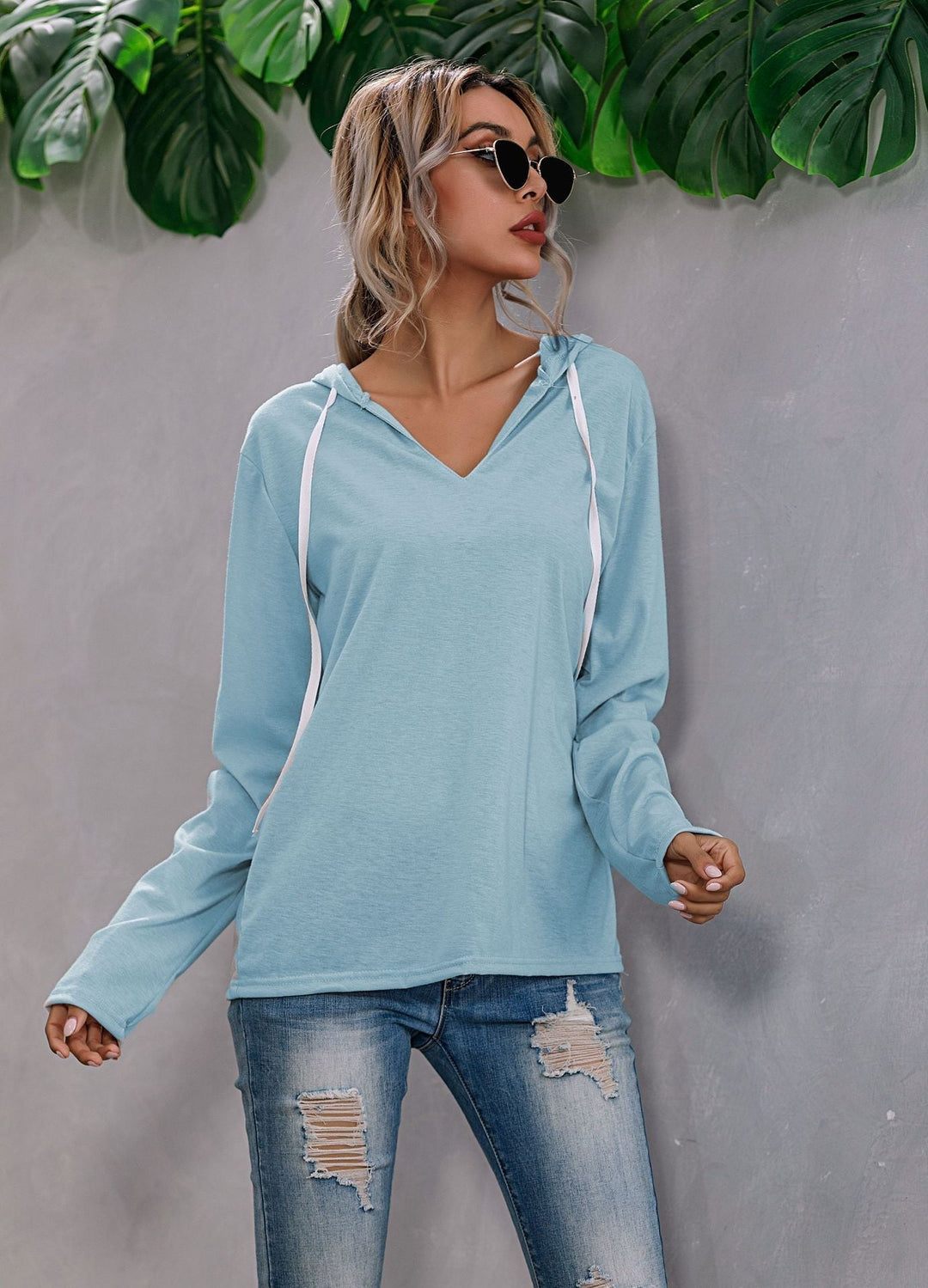 Relaxed Fit Hoodie with Drop Shoulder and Drawstring Hood