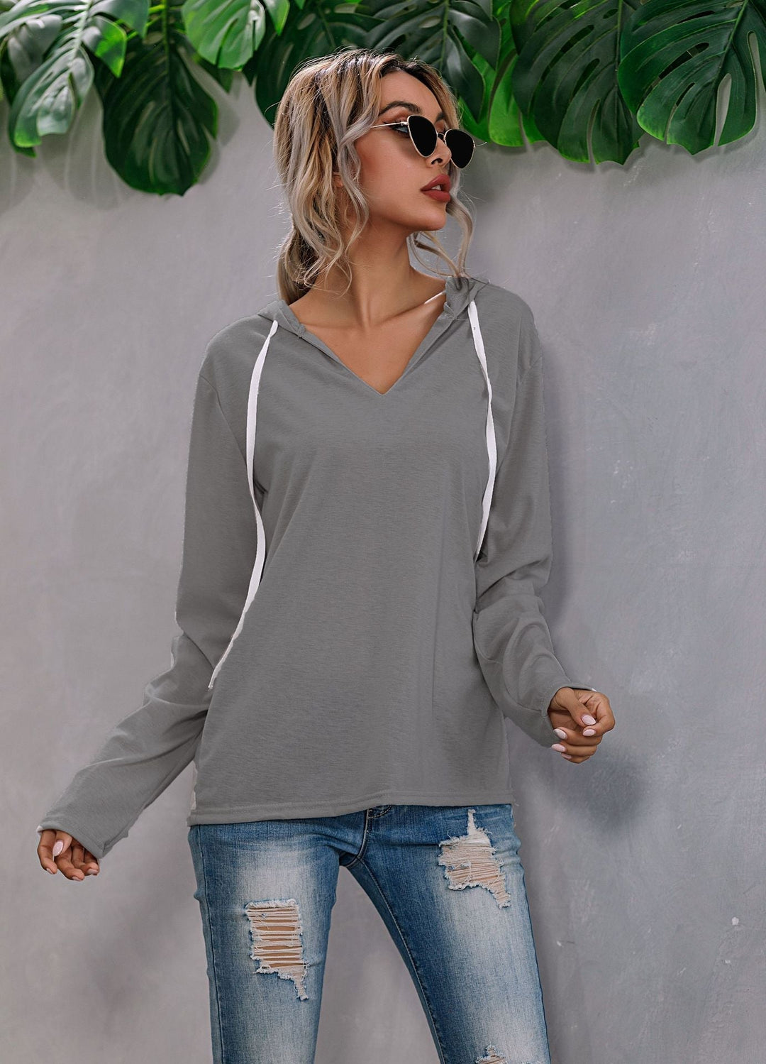 Relaxed Fit Hoodie with Drop Shoulder and Drawstring Hood