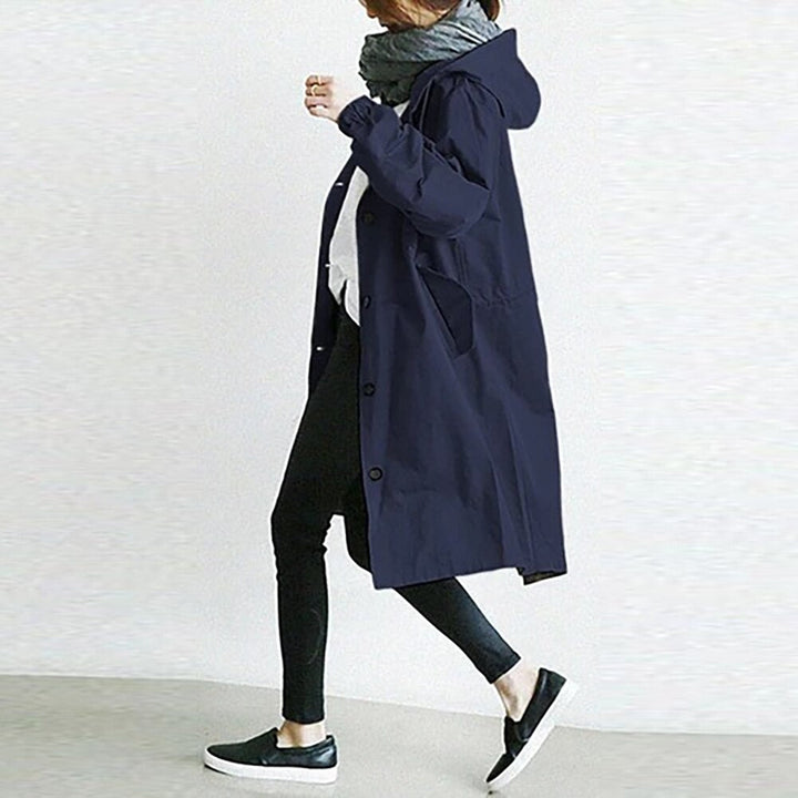 Women's Double-Breasted Trench Coat with Waist Belt