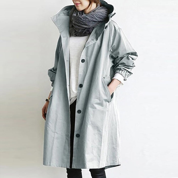 Women's Double-Breasted Trench Coat with Waist Belt