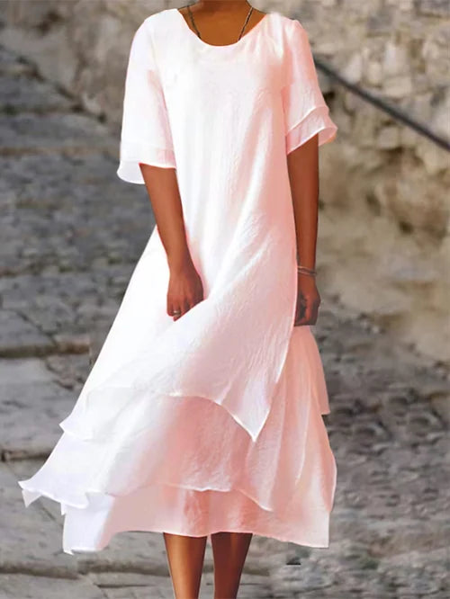 Lightweight Woven Midi Dress with a Relaxed Silhouette
