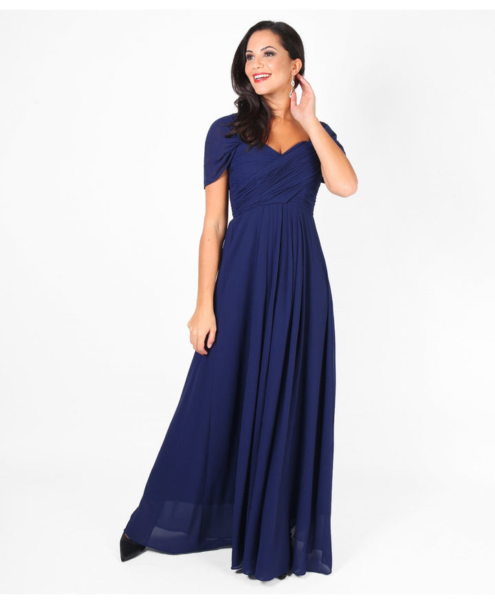 Cap Sleeve Off Shoulder Bridesmaid Dress Navy for Women