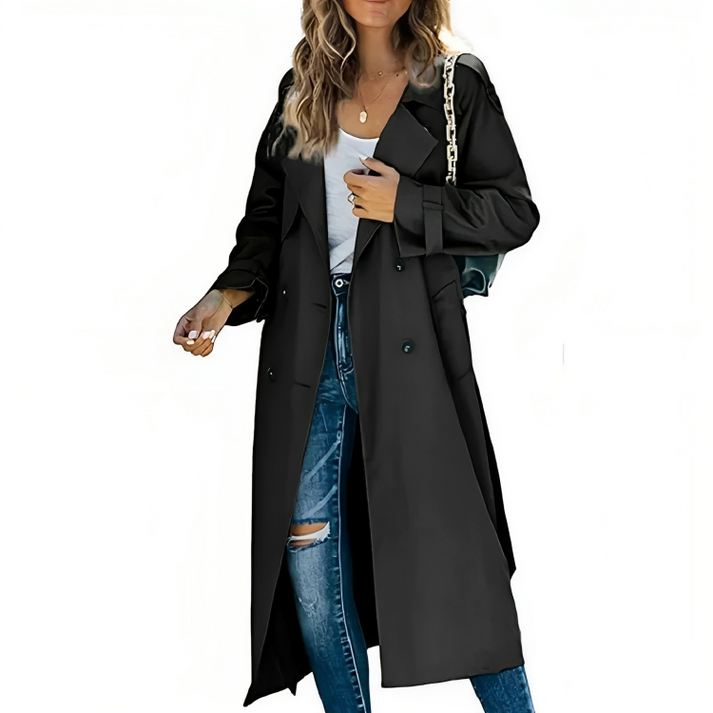 Double-Breasted Trench Coat with Storm-Flap Collar