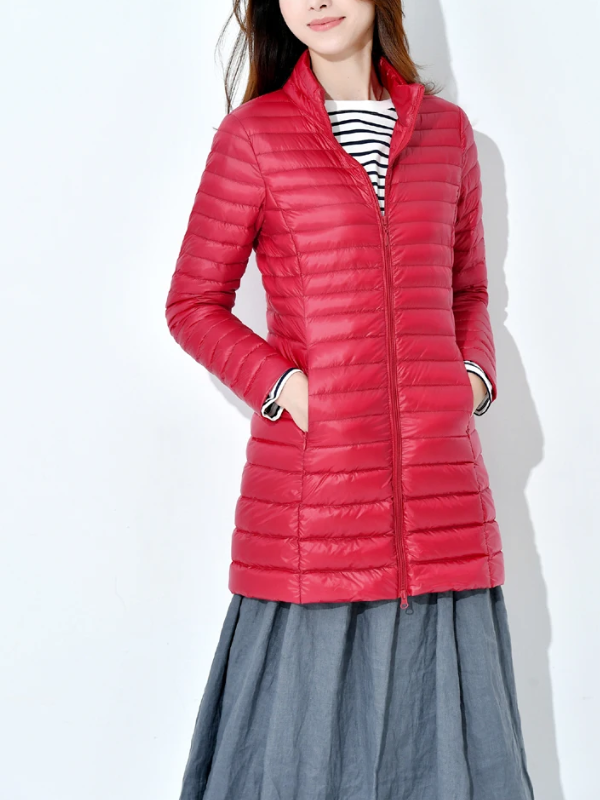 Lightweight Down Jacket with a Fitted Long Line